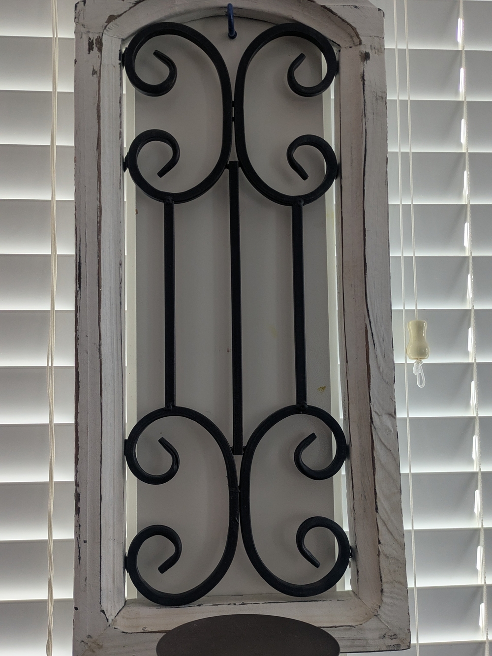 Rustic White Frame Wall Decor with candle holder